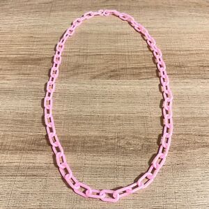 Vintage Light Pink Chain Toy Plastic Bell Clip Charm Holder Replacement Necklace